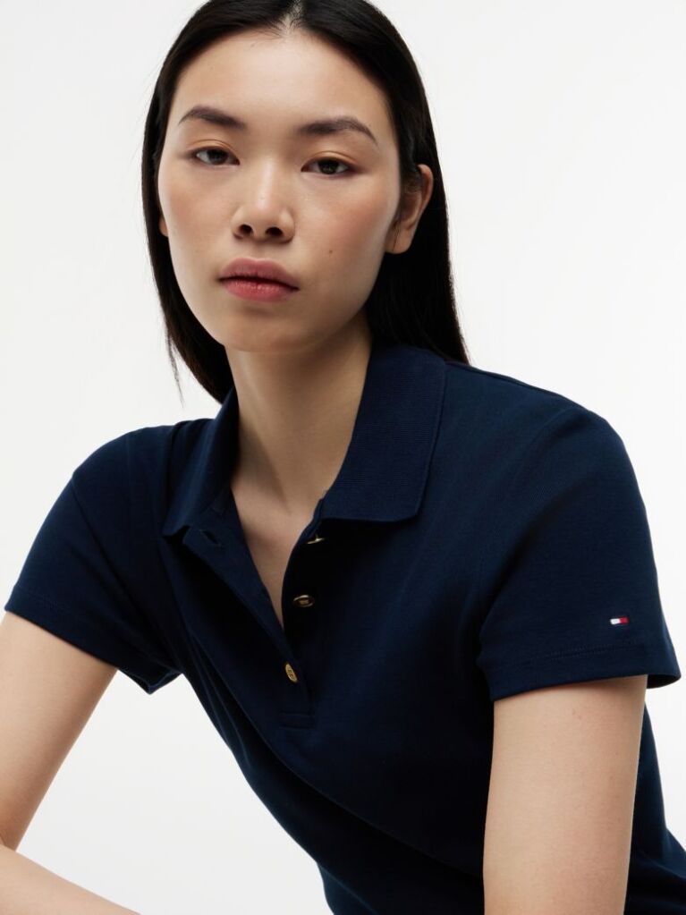 Blue Bluza Polo Slim Cu Nasturi Aurii  Femei