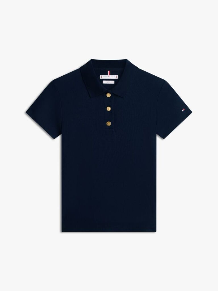 Blue Bluza Polo Slim Cu Nasturi Aurii  Femei