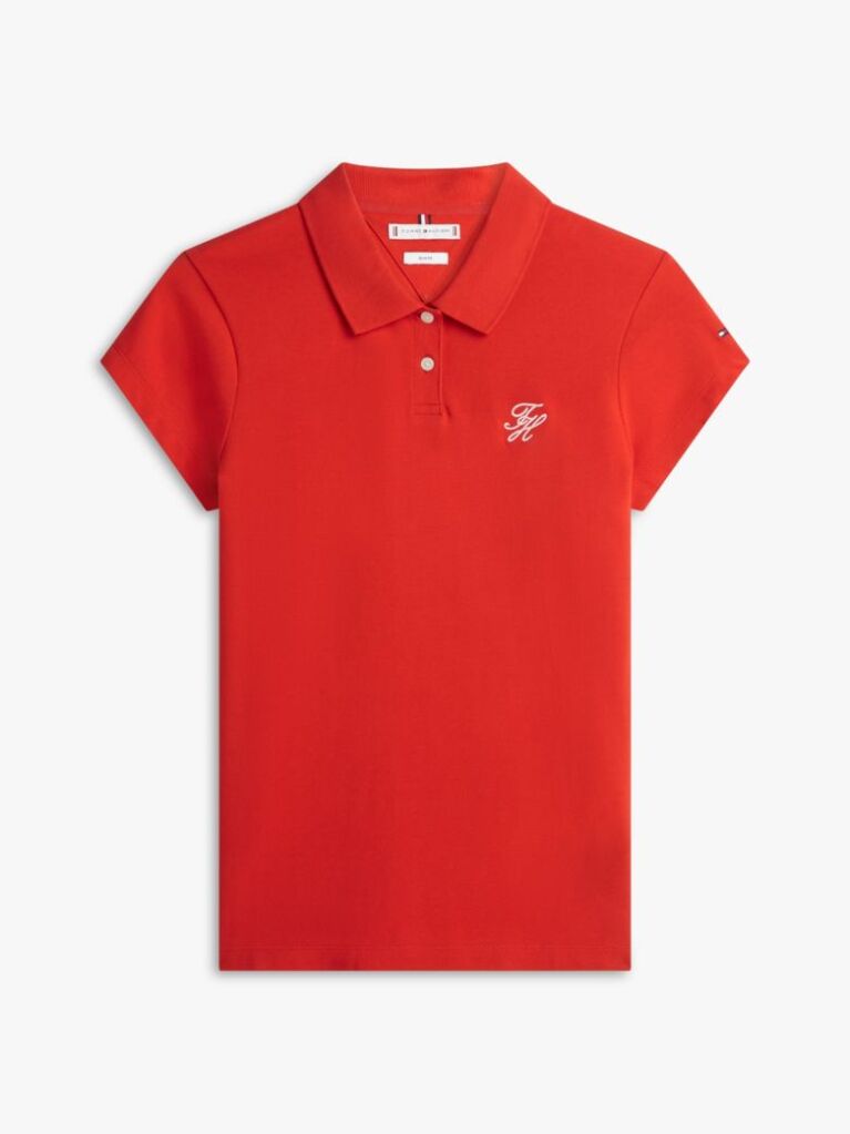 Rosu Polo 1985 Cu Croiala Slim Si Logo Brodat  Femei