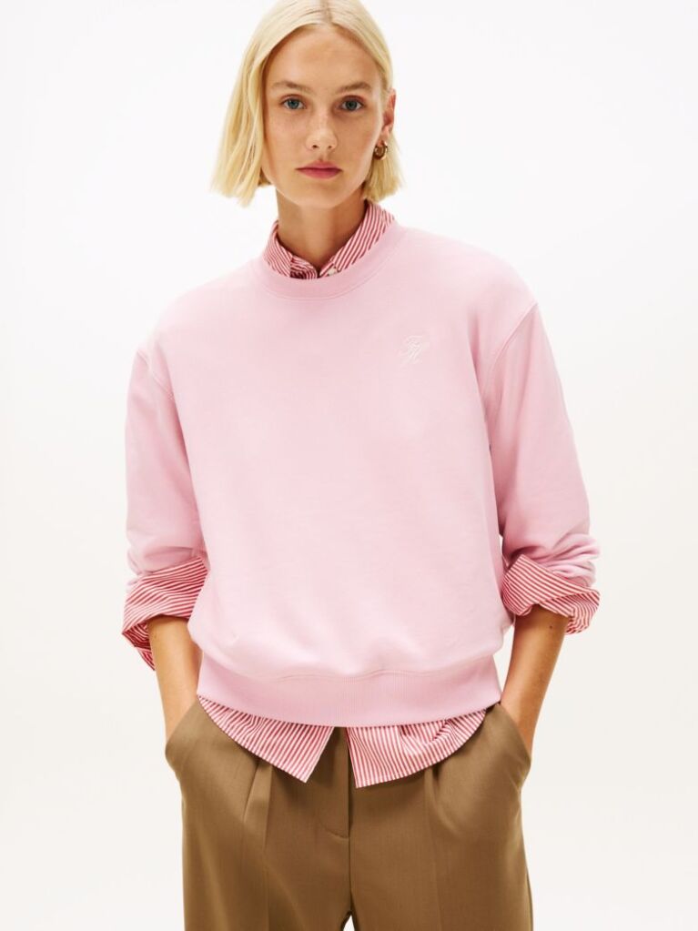 Roz Sweatshirt Terry Cu Broderie Logo  Femei