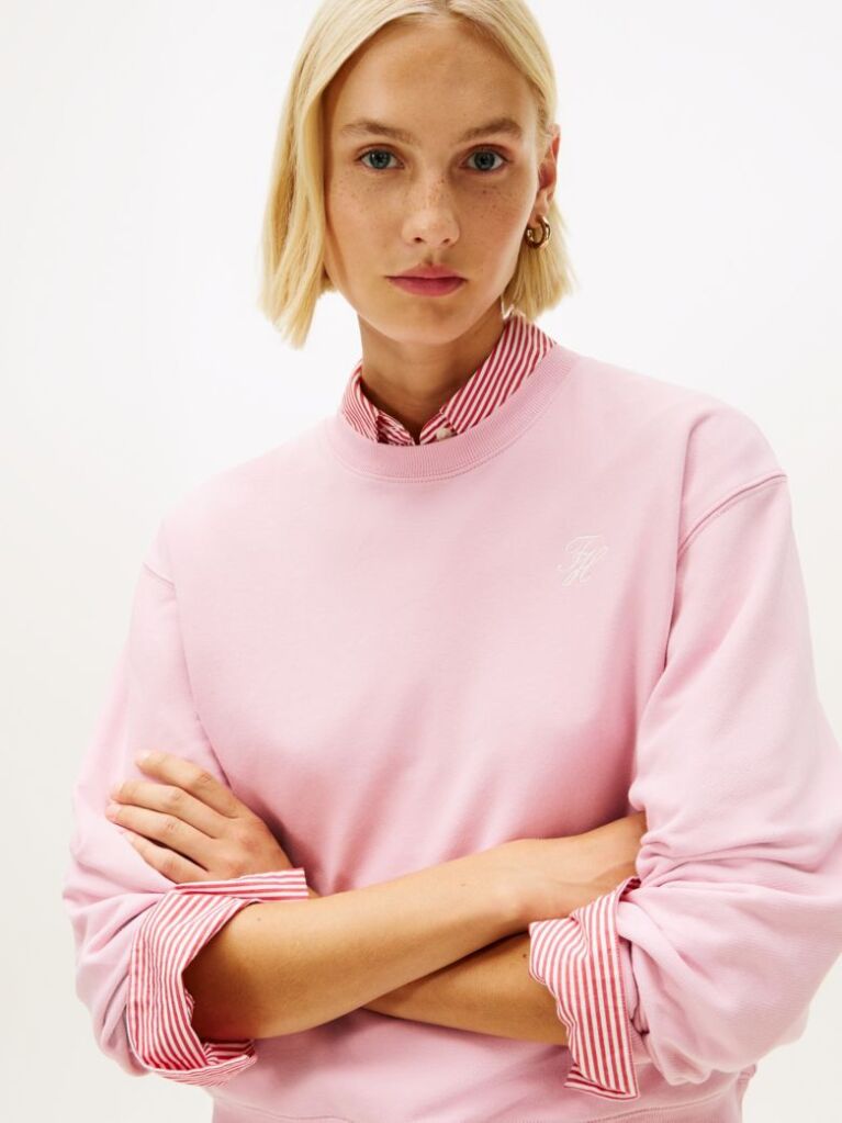 Roz Sweatshirt Terry Cu Broderie Logo  Femei