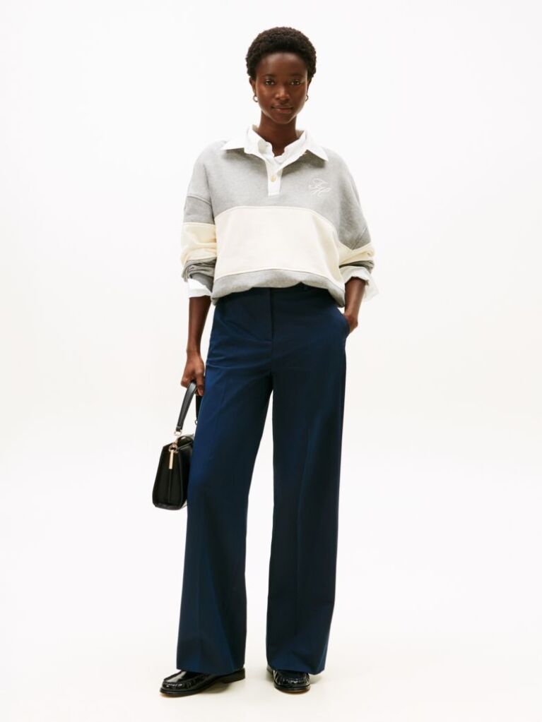 Blue Pantaloni Chino Cu Croiala Wide  Femei