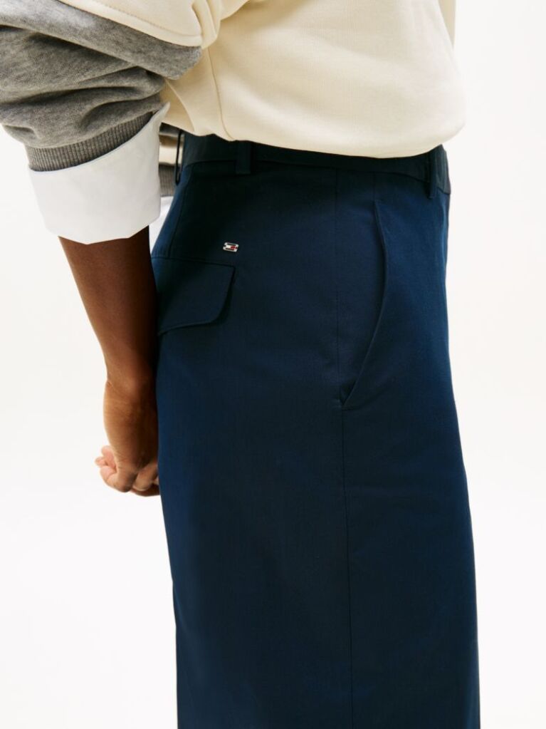 Blue Pantaloni Chino Cu Croiala Wide  Femei