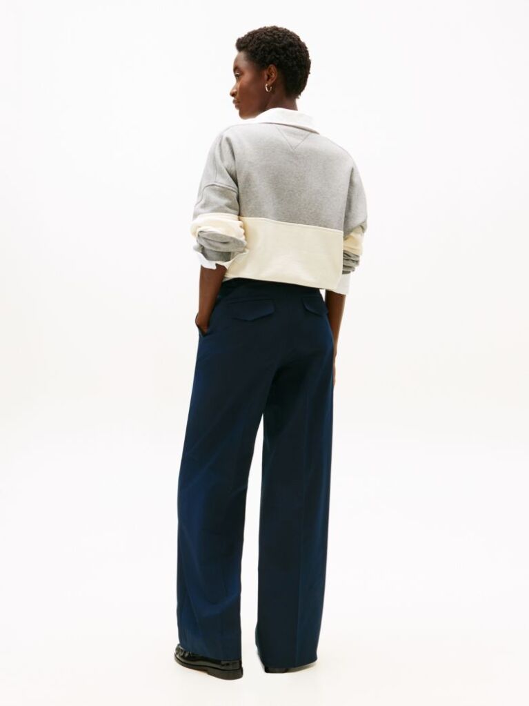 Blue Pantaloni Chino Cu Croiala Wide  Femei