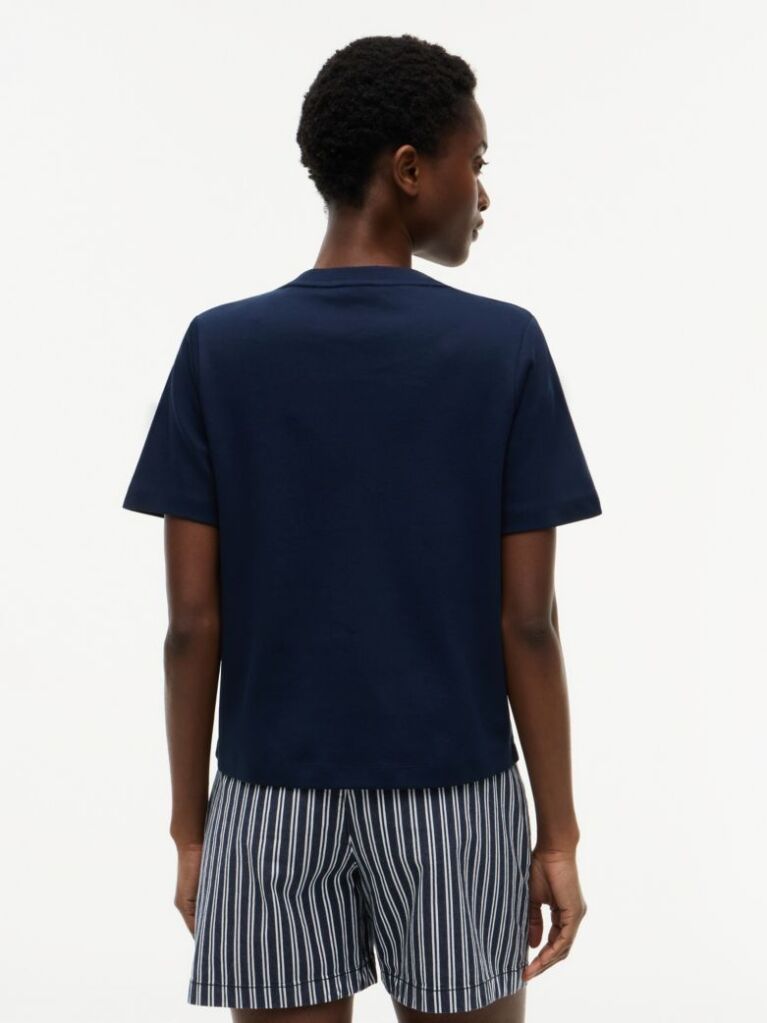 Blue Tricou Boxy Din Tricot Interlock  Femei