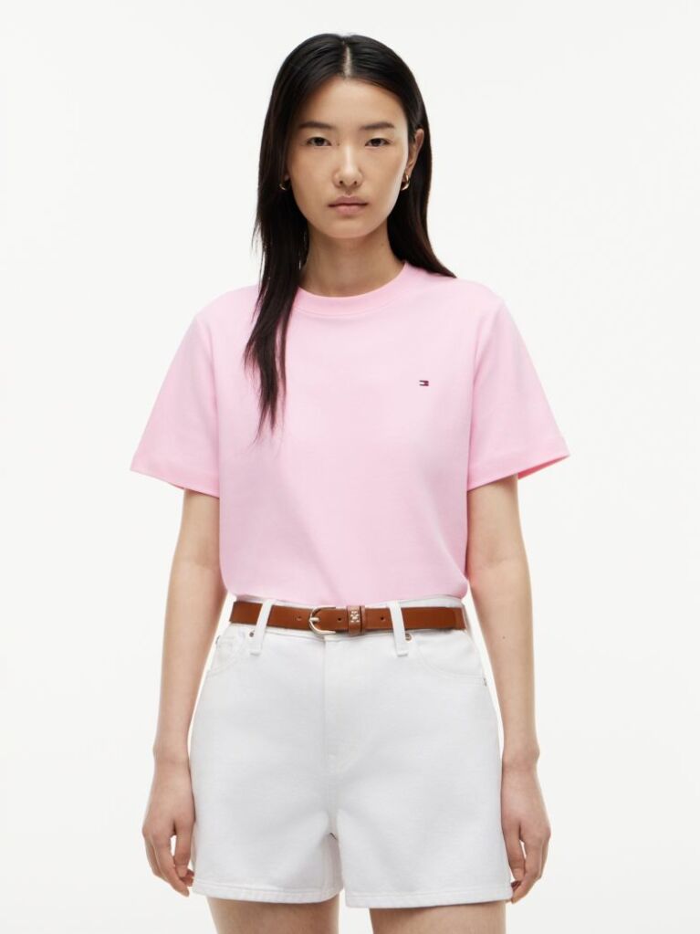 Roz Tricou Boxy Din Tricot Interlock  Femei