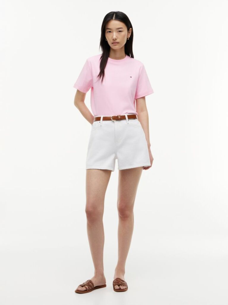 Roz Tricou Boxy Din Tricot Interlock  Femei