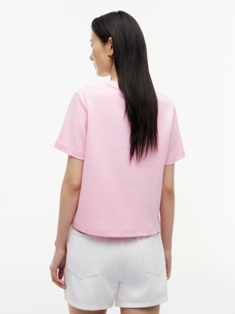 Roz Tricou Boxy Din Tricot Interlock  Femei
