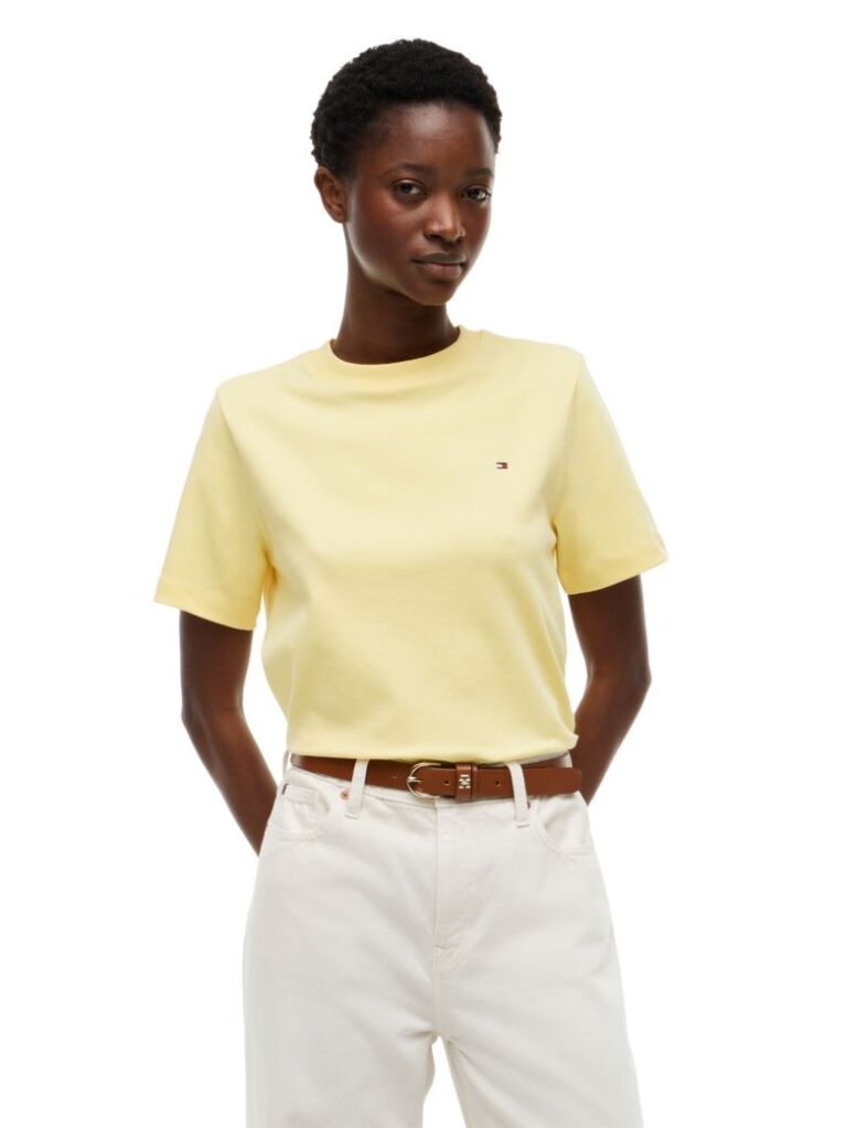 Galben Tricou Boxy Din Tricot Interlock  Femei