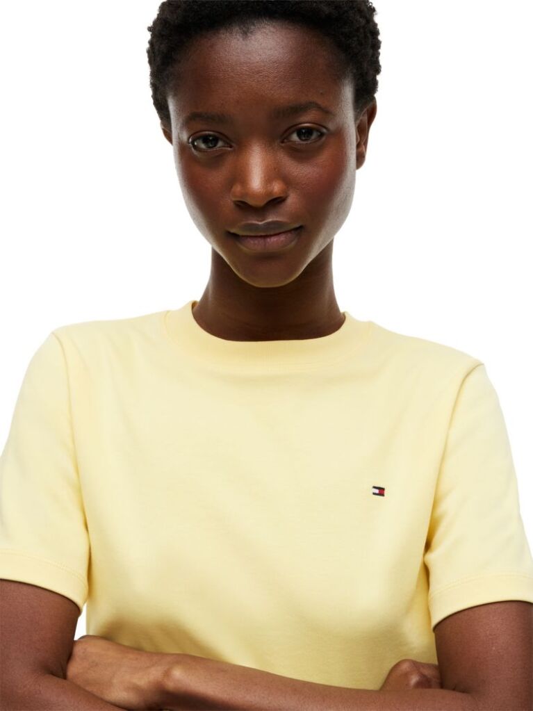 Galben Tricou Boxy Din Tricot Interlock  Femei