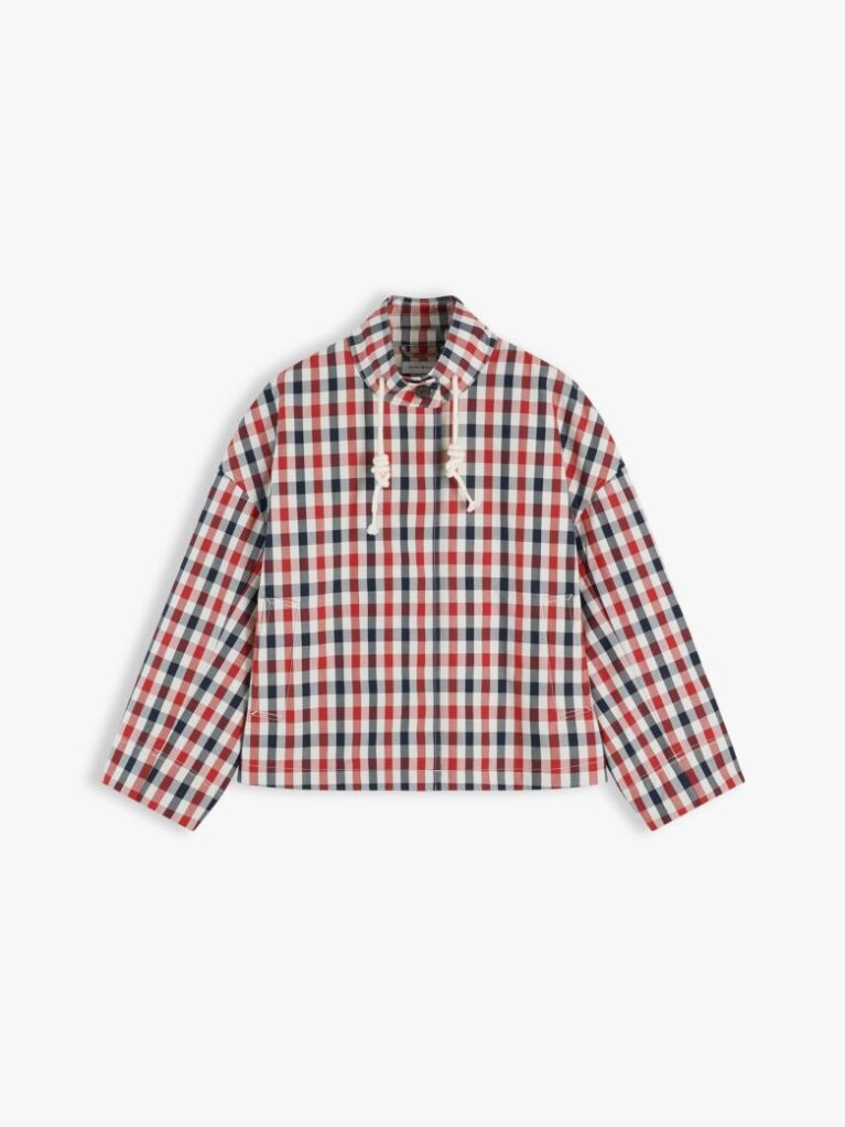 Blue Check Relaxed Short Parka  Women