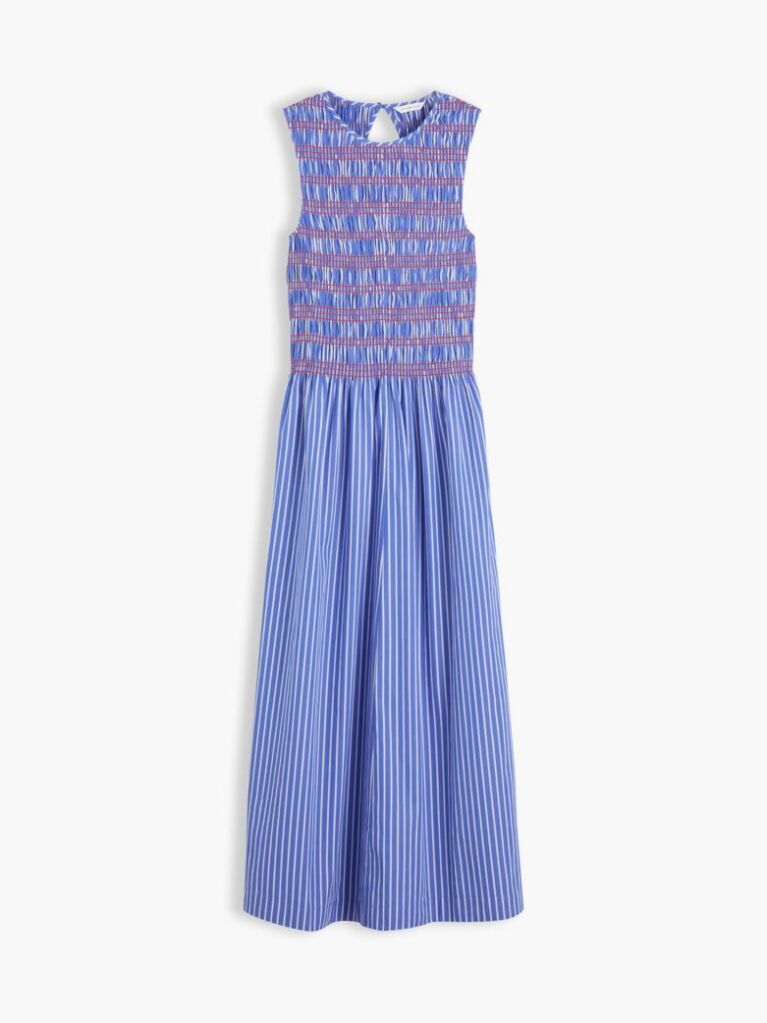 Multi Stripe Smock Sleeveless Fit And Flare Maxi Dress  Women