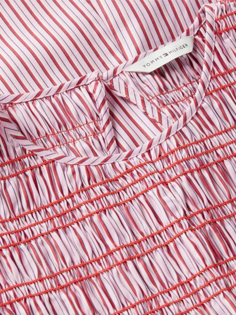 Multi Stripe Smock Sleeveless Fit And Flare Maxi Dress  Women