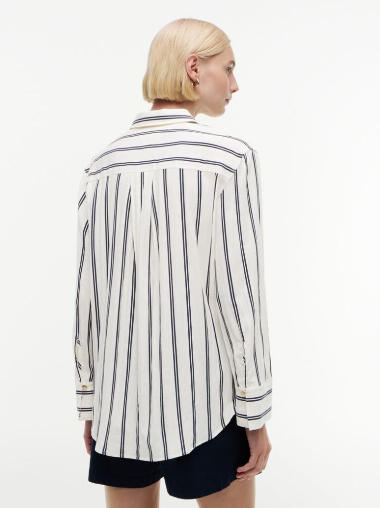 Multi Relaxed Fit Gold-Tone Button Stripe Shirt  Women