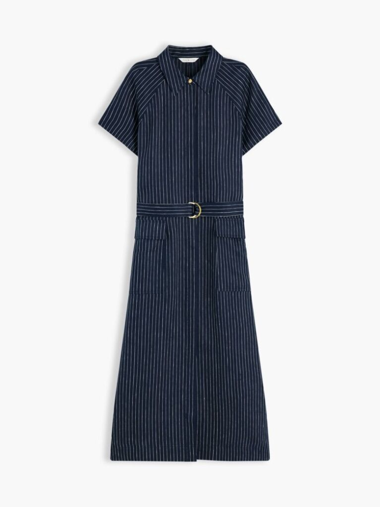 Multi Rochie Cu Dungi Fine Si Nasturi Aurii Din In  Femei