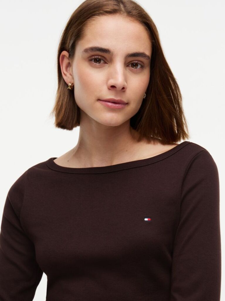 Maro T-Shirt Cu Maneca Trei Sferturi Croiala Slim Si Guler Boat  Femei