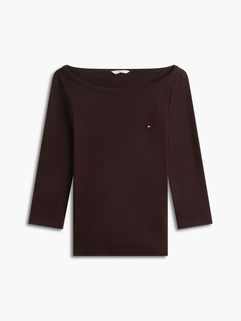 Maro T-Shirt Cu Maneca Trei Sferturi Croiala Slim Si Guler Boat  Femei