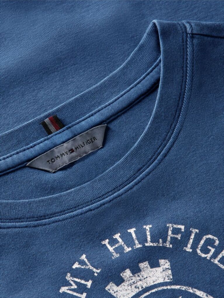 Blue Tricou Slim Washed Crest  Femei