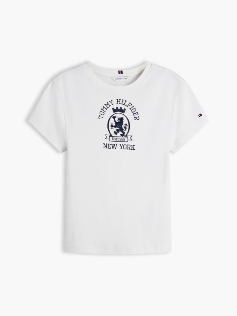 Alb Tricou Slim Washed Crest  Femei
