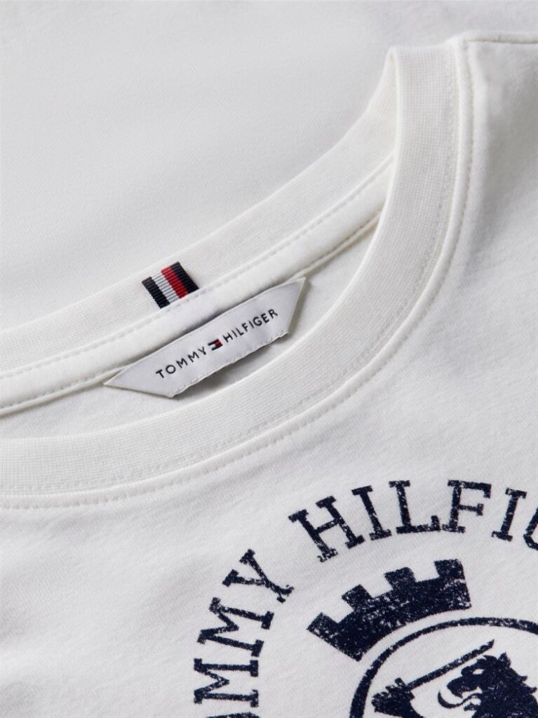Alb Tricou Slim Washed Crest  Femei