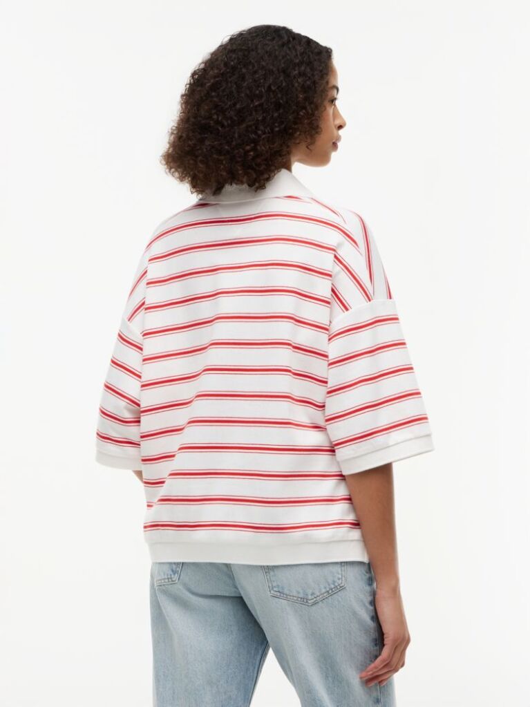 Multi Oversized Fit Stripe Polo Shirt  Women