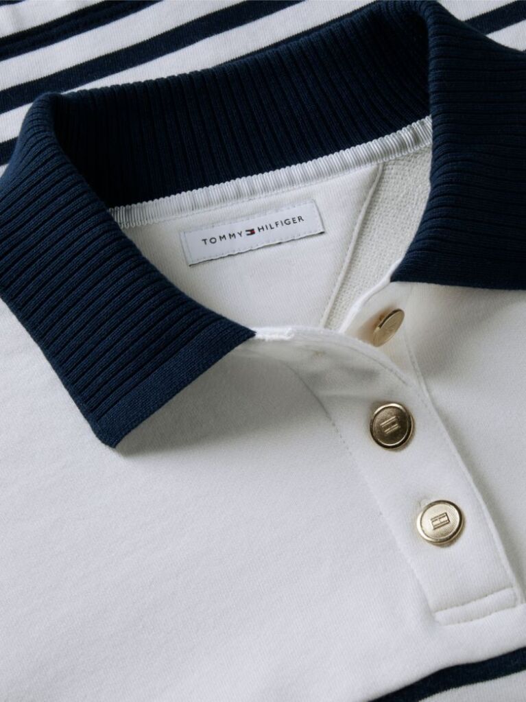 Multi Gold-Tone Button Relaxed Polo Sweatshirt  Women