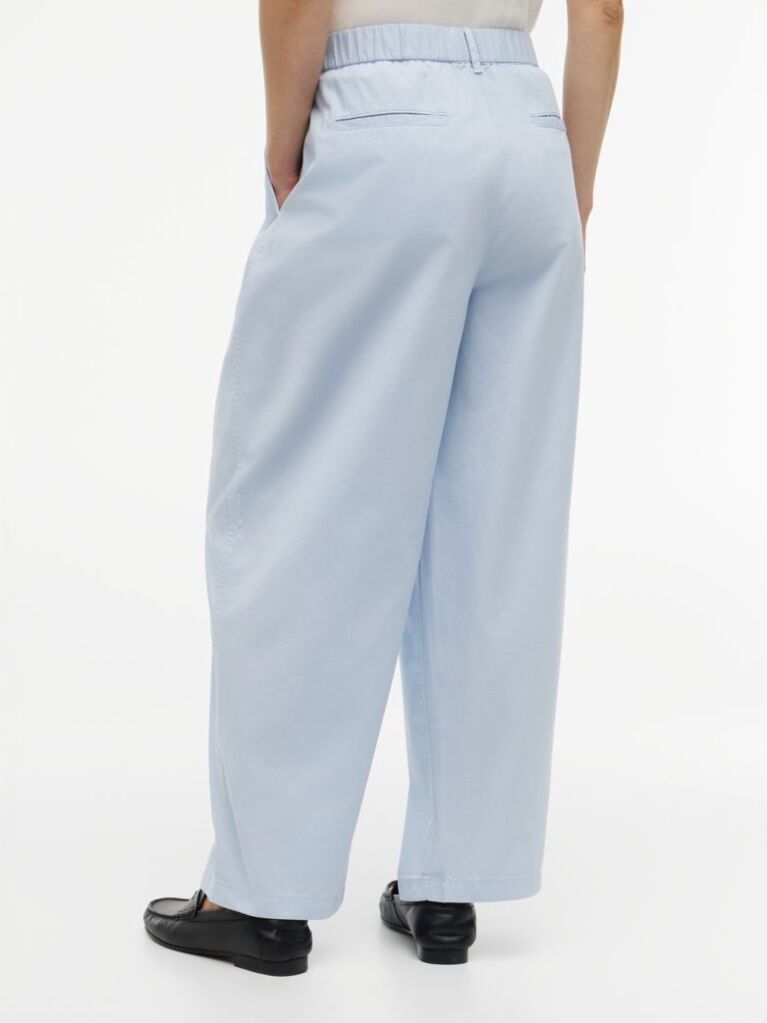 Blue Pantaloni Chino Cu Croiala Barrel Spalati  Femei