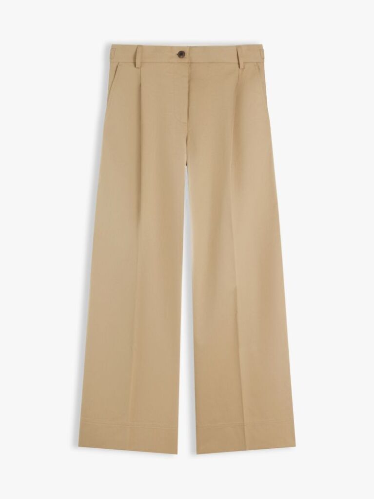 Bej Pantaloni Chino Cu Croiala Larga Cu Logo Brodat  Femei