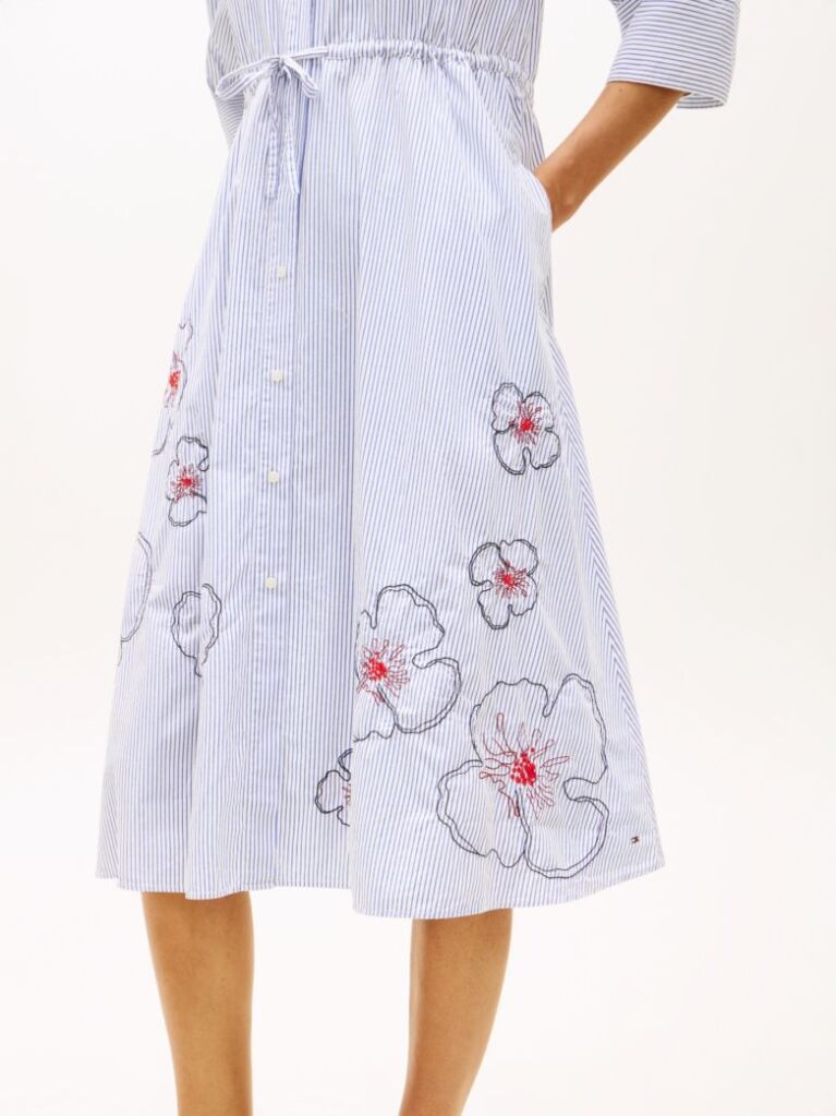 Multi Rochie Gen Camasa Midi Din Poplin Brodata  Femei