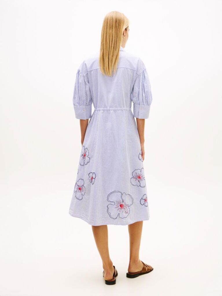Multi Rochie Gen Camasa Midi Din Poplin Brodata  Femei