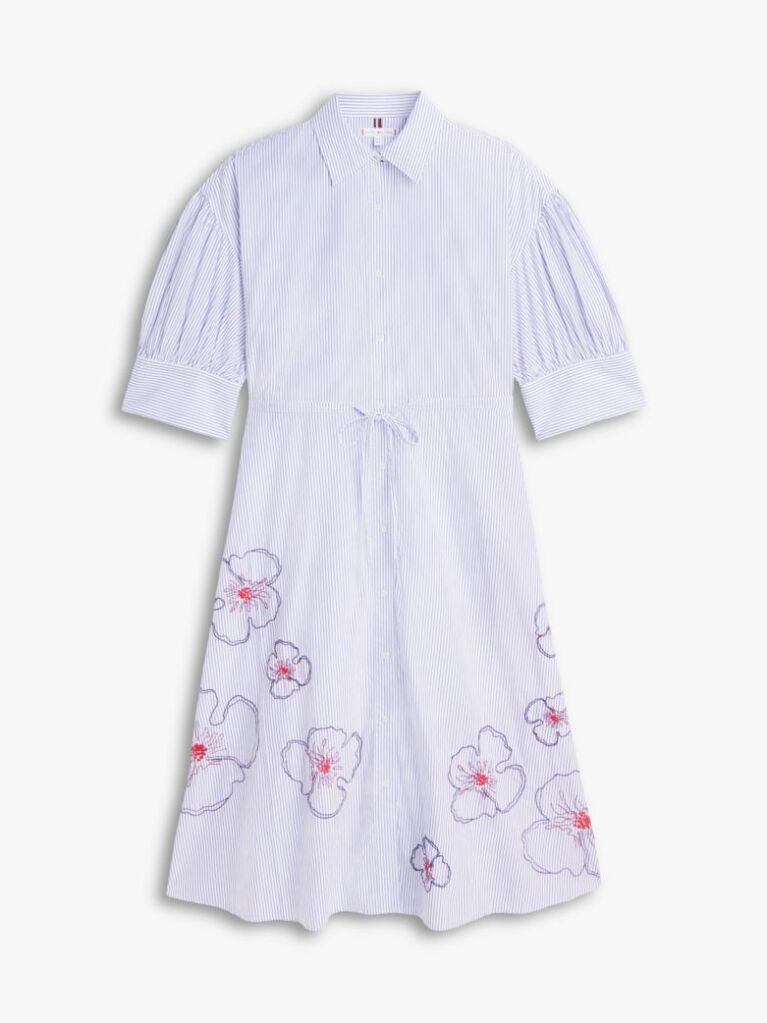 Multi Rochie Gen Camasa Midi Din Poplin Brodata  Femei