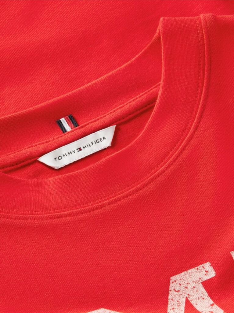 Rosu Tricou Oversized Crest Cu Croiala Lejera  Femei