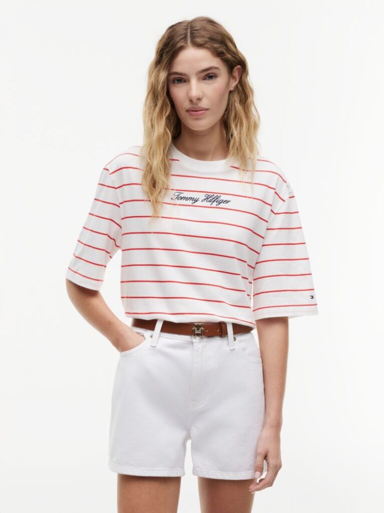 Multi Tricou Lejer Cu Guler Rotund Si Logo Brodat  Femei