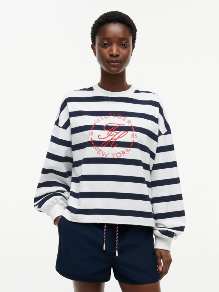 Multi Logo Relaxed Crew Neck Sweatshirt  Women