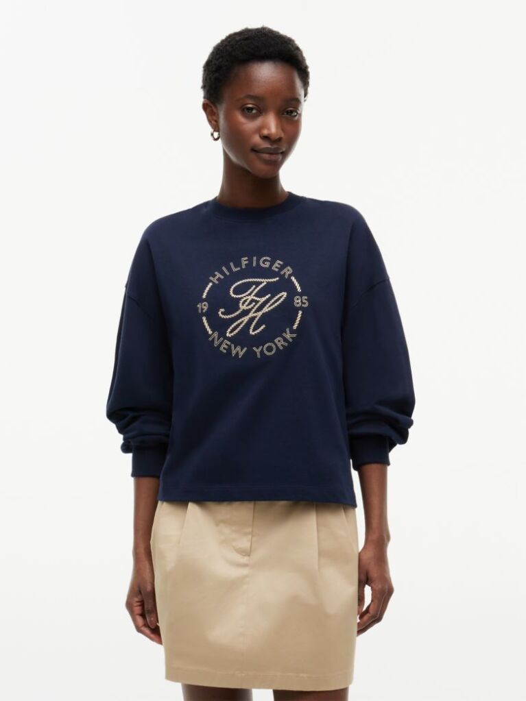 Blue Logo Relaxed Crew Neck Sweatshirt  Women