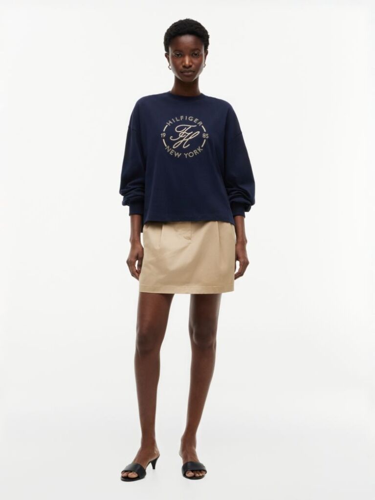 Blue Logo Relaxed Crew Neck Sweatshirt  Women