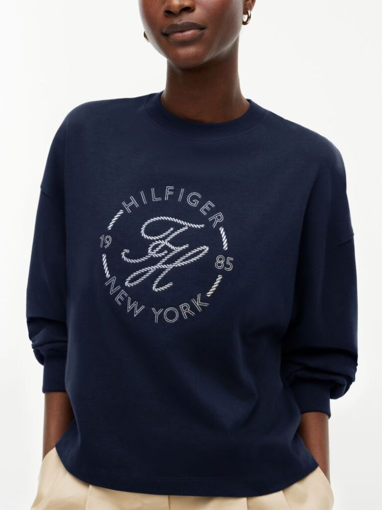 Blue Logo Relaxed Crew Neck Sweatshirt  Women