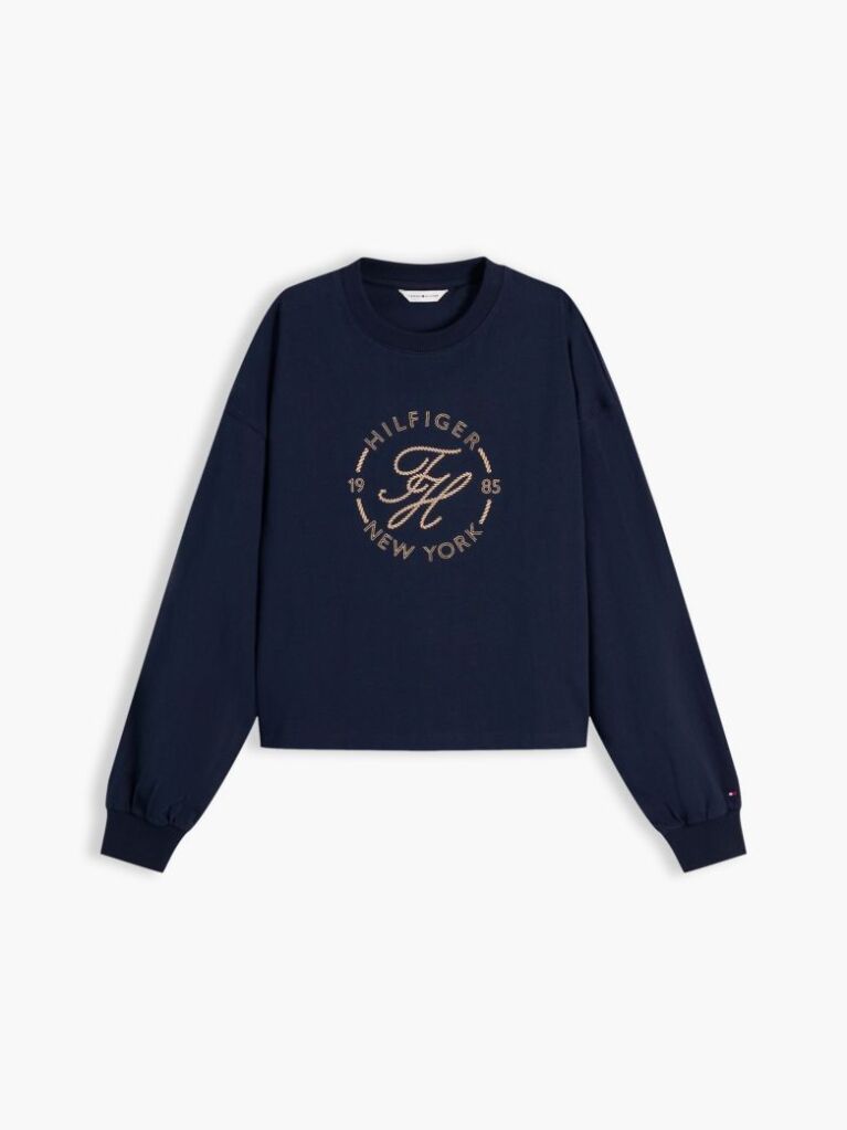 Blue Logo Relaxed Crew Neck Sweatshirt  Women