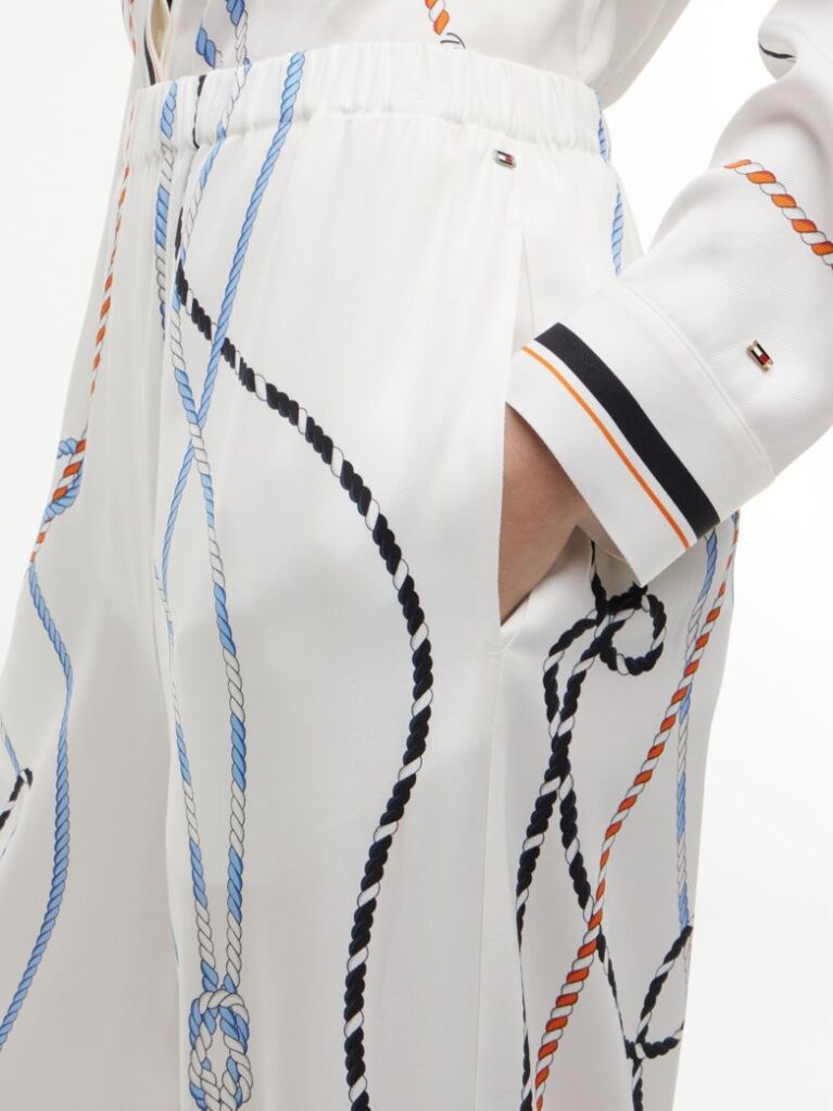 Multi Pantaloni Drepti Lejeri Cu Imprimeu De Franghie  Femei