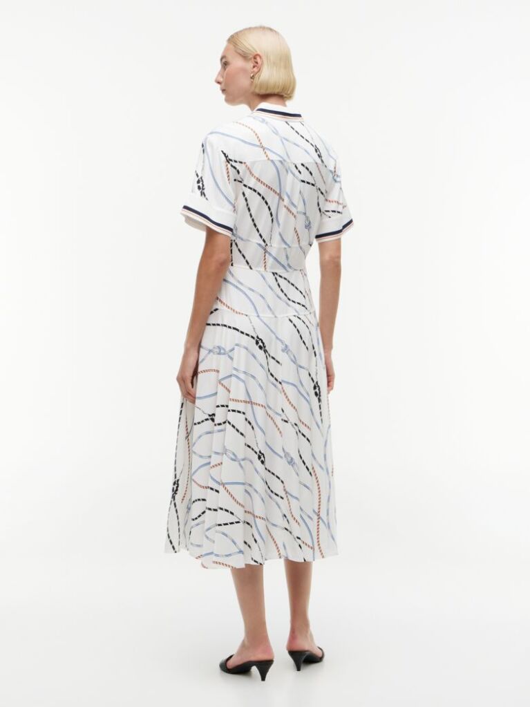 Multi Rope Print Twill Midi Shirt Dress  Women