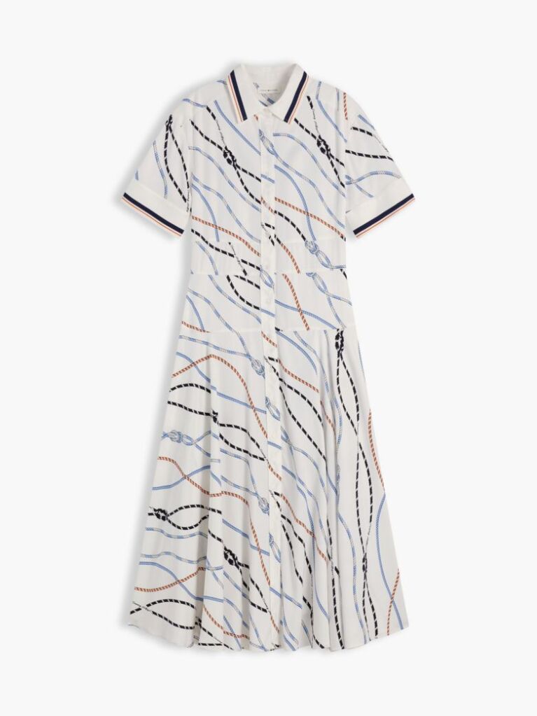 Multi Rope Print Twill Midi Shirt Dress  Women