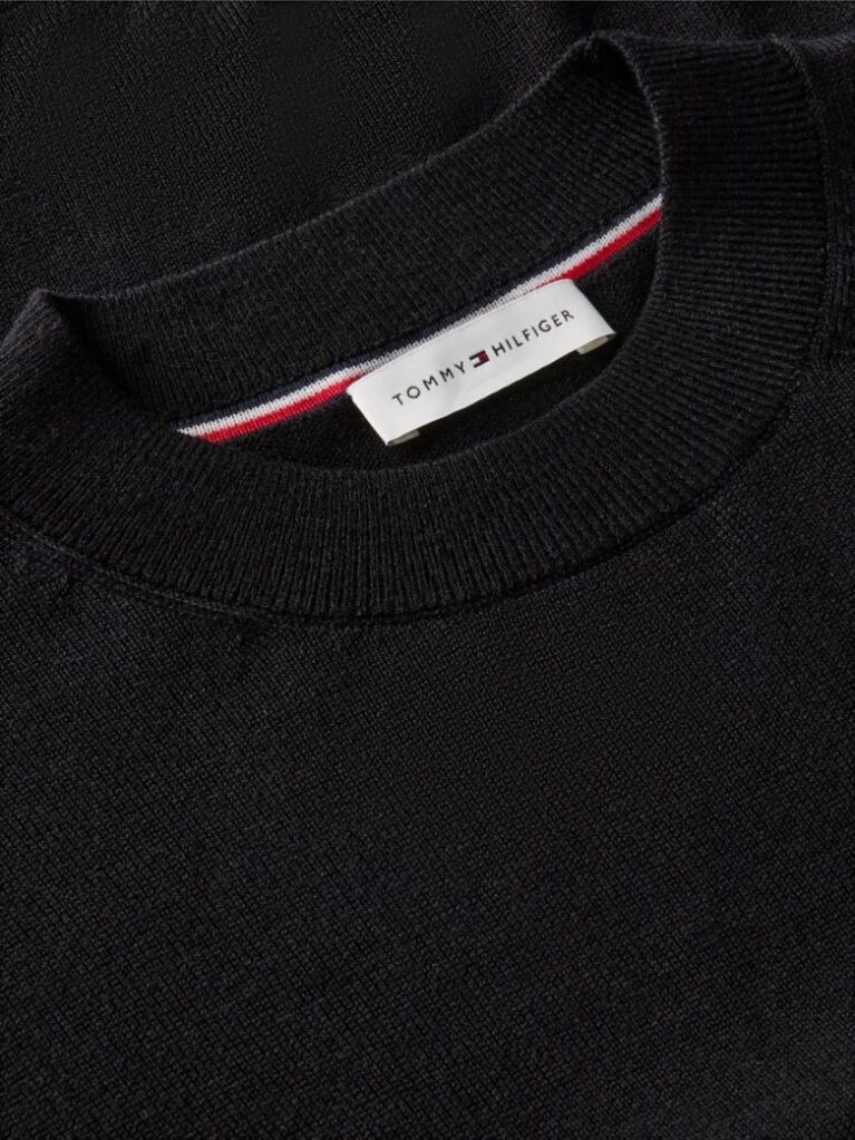 Black Tipped Short Sleeve Jumper With Silk  Women