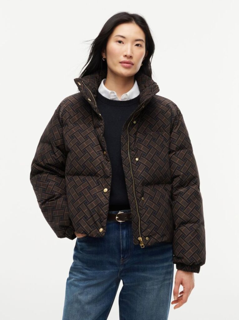Blue Repeat Flag Relaxed Down Jacket  Women