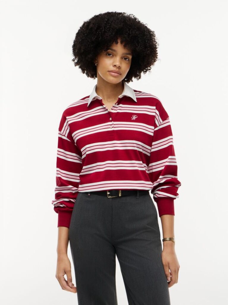 Multi Bluza De Trening Polo Cu Croiala Lejera Si Dungi  Femei