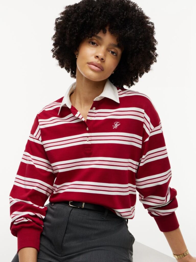 Multi Bluza De Trening Polo Cu Croiala Lejera Si Dungi  Femei