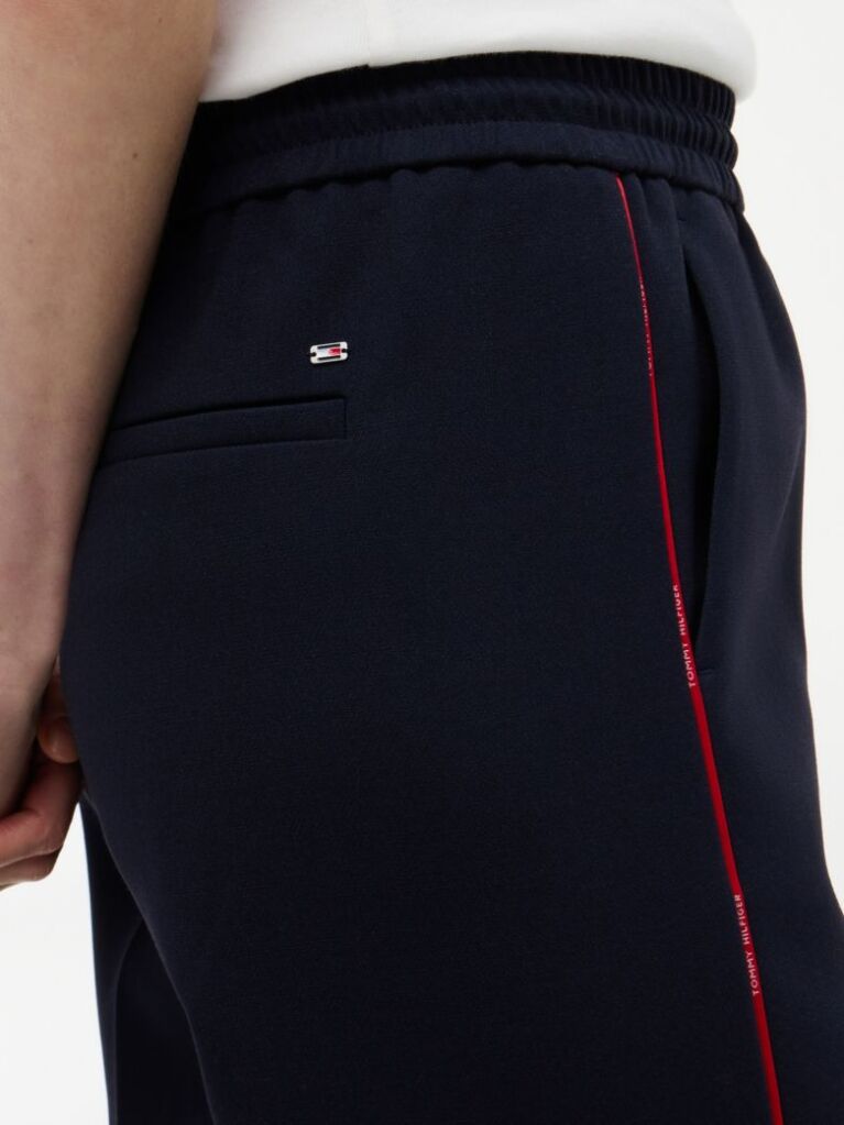 Blue Pantaloni Cu Dunga Global Cordon Si Croiala Larga  Femei