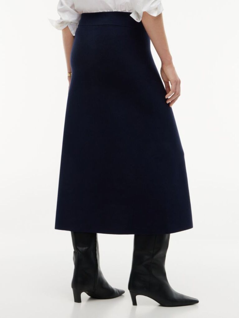 Blue Fusta Mini A-Line Premium Tricotata Cu Croiala Slim  Femei