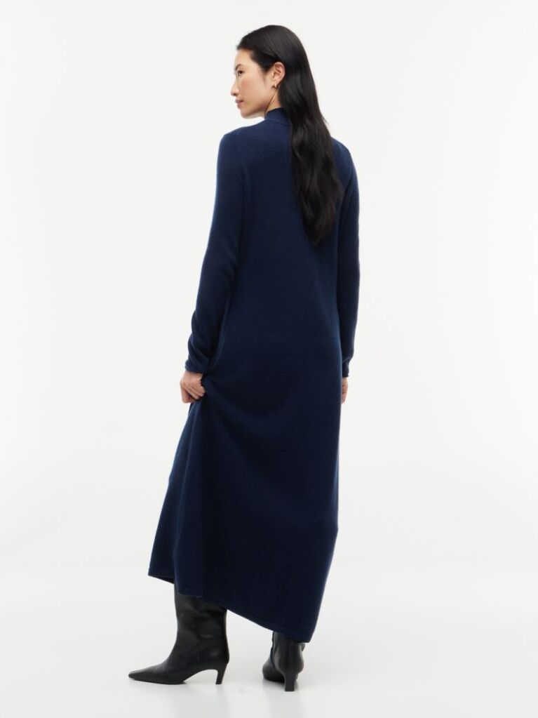 Blue Rochie Cu Croiala Lejera Logo Si Detalii Din Lana Pura  Femei