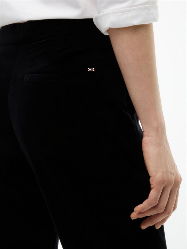 Negru Pantaloni Din Catifea Bootcut Cu Croiala Slim  Femei