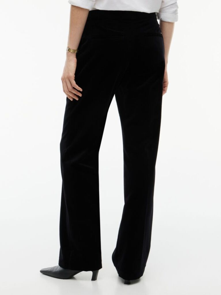 Negru Pantaloni Din Catifea Bootcut Cu Croiala Slim  Femei